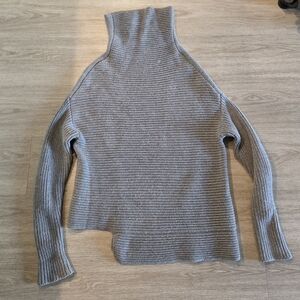 Aritzia Babaton Olive Gray Asymmetric Turtleneck Sweater S/M